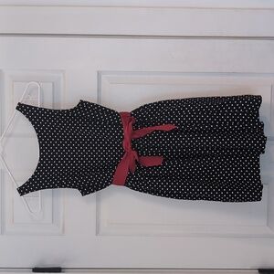 Polo by Ralph Lauren Navy Polka Dot Dress with Red Sash Girl's Size 12
